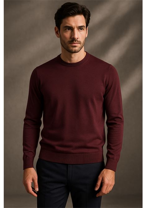 Maglia Girocollo Uomo Cavalieri Milano in Lana Merino, Cashmere e Seta  Bordeaux Cavalieri Milano | Maglieria | 87132713